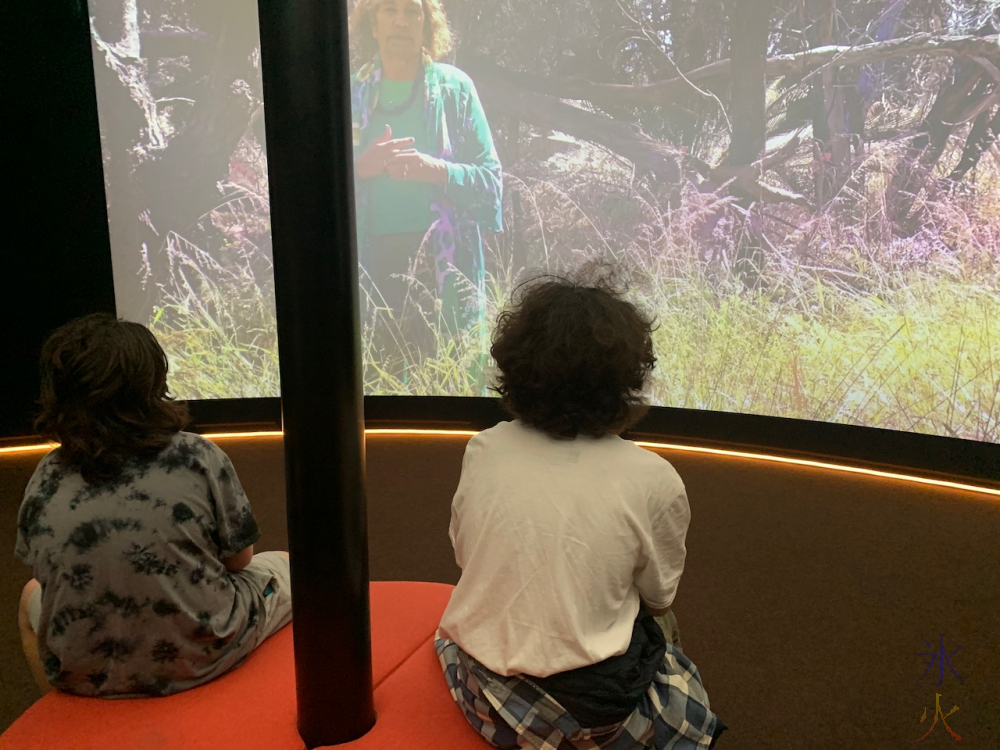 boys watching a documentary at the museum in Perth, Western Australia