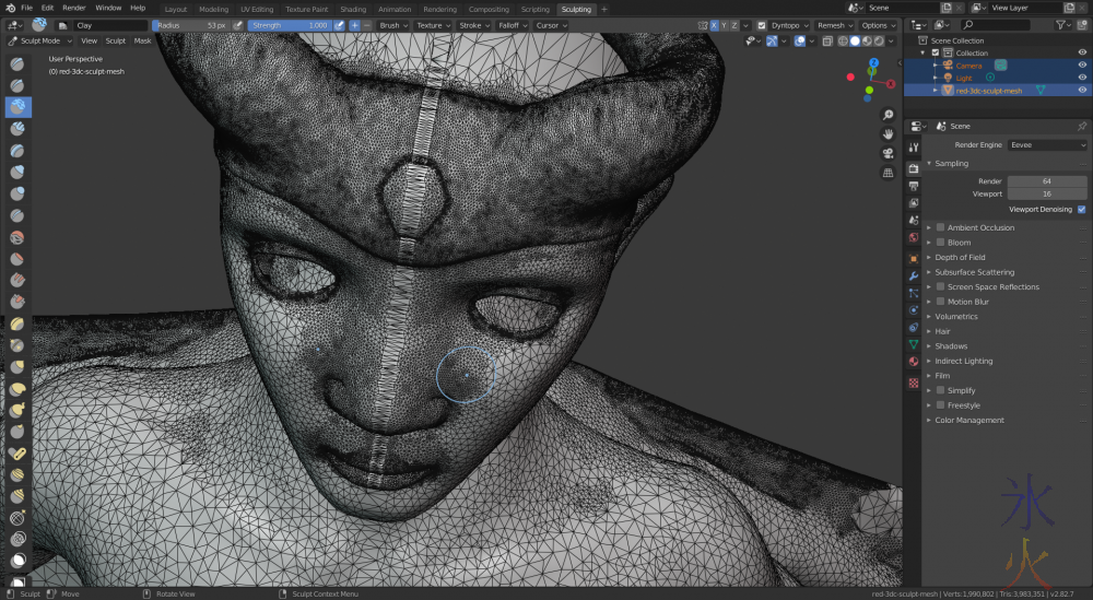 Blender 2.8 sculpt mode why the hell did this zigzag pattern appear in that area