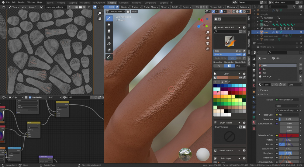 colouring scars with BPainter in Blender 2.92