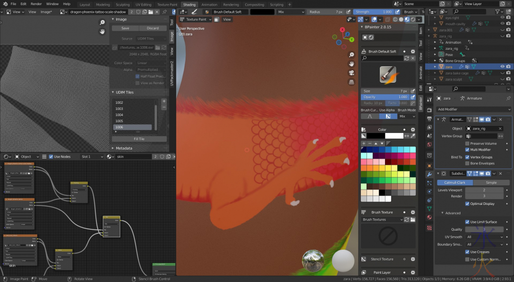 painting dragon scales in Blender 2.93.1