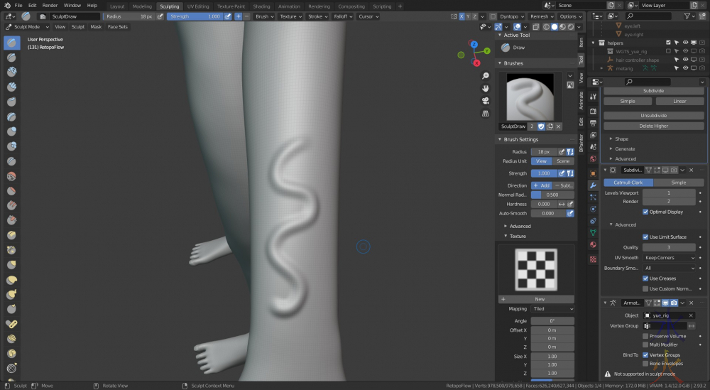 multires modifier smoothness check in Blender 2.93.2