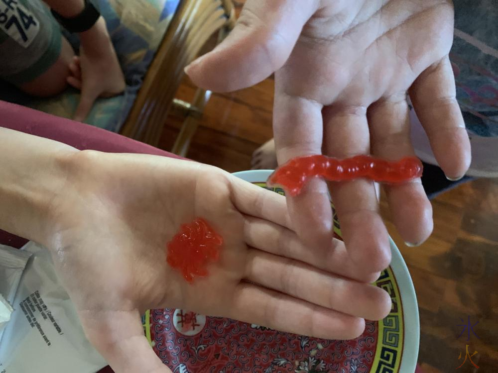 Gummy bugs made with 9yo's gross science kit